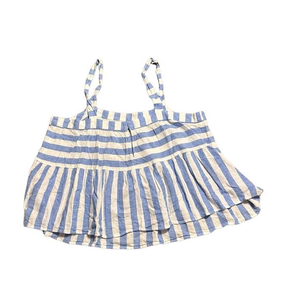 Ann Taylor Loft Blue and White Striped Linen Viscose Blend Tank Top Size Large - Picture 2 of 8